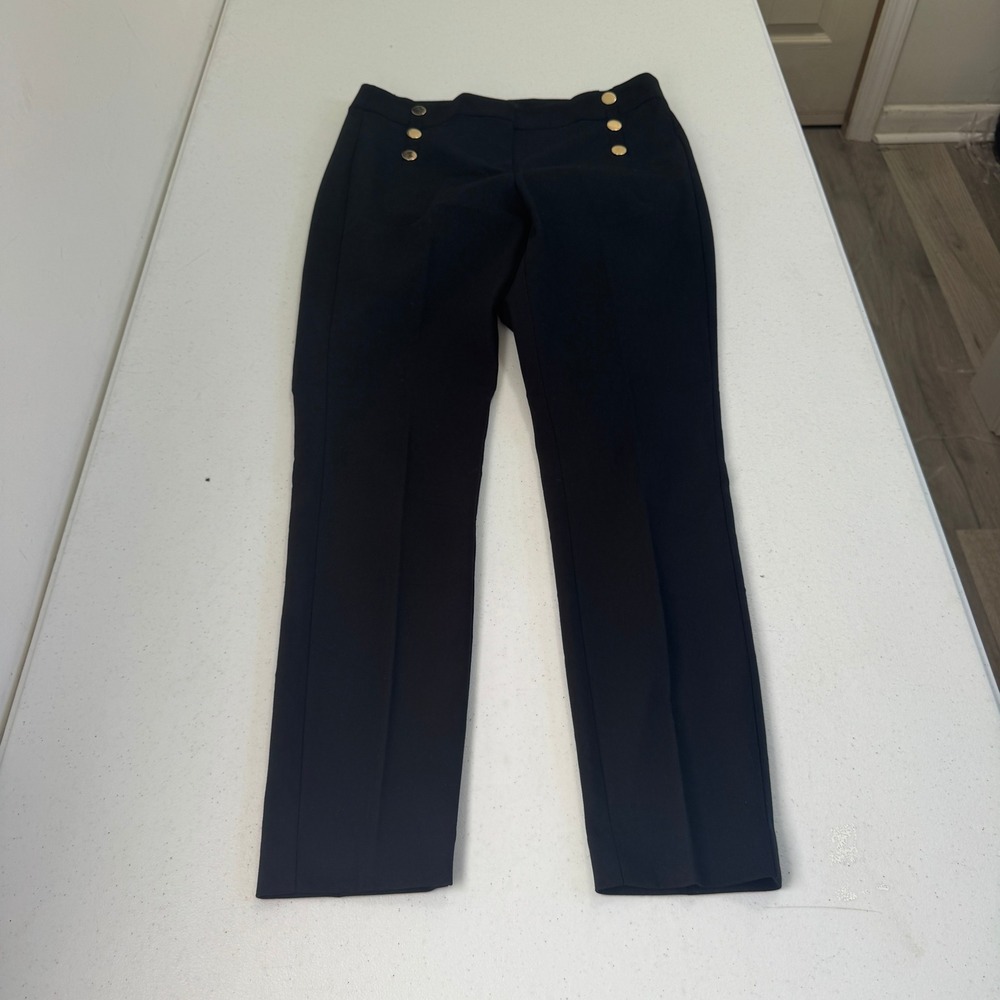 Loft Black High Waist Curvy Skinny Sailor Button Pants Trousers Size‎ 4